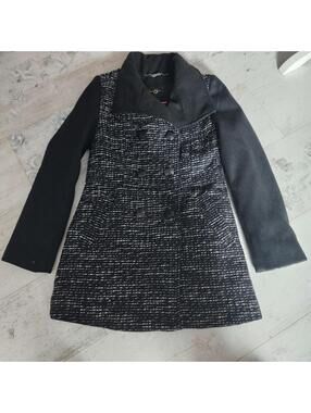 FLAWLESS Jessica Simpson girls Black  White Tweed Wool Blend Coat 10